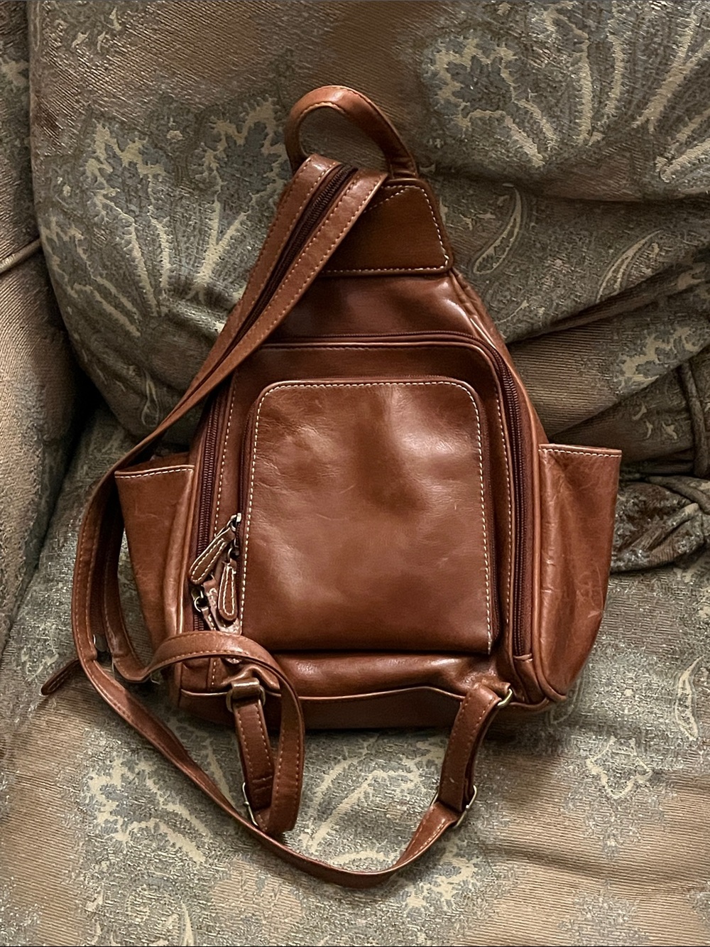 Aurielle Vintage Brown Leather Mini Backpack Sling Bag